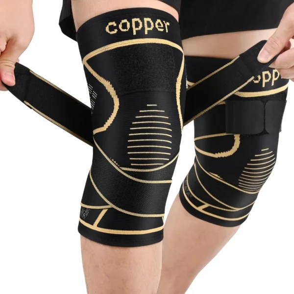 Copper Knee Braces with Strap for Knee Pain Women and Men